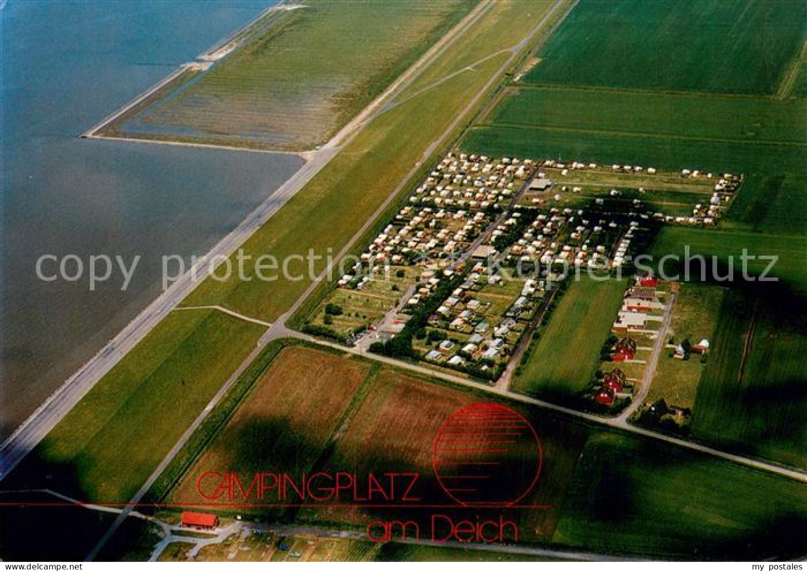 Krummhoern Campingplatz am Deich Fliegeraufnahme