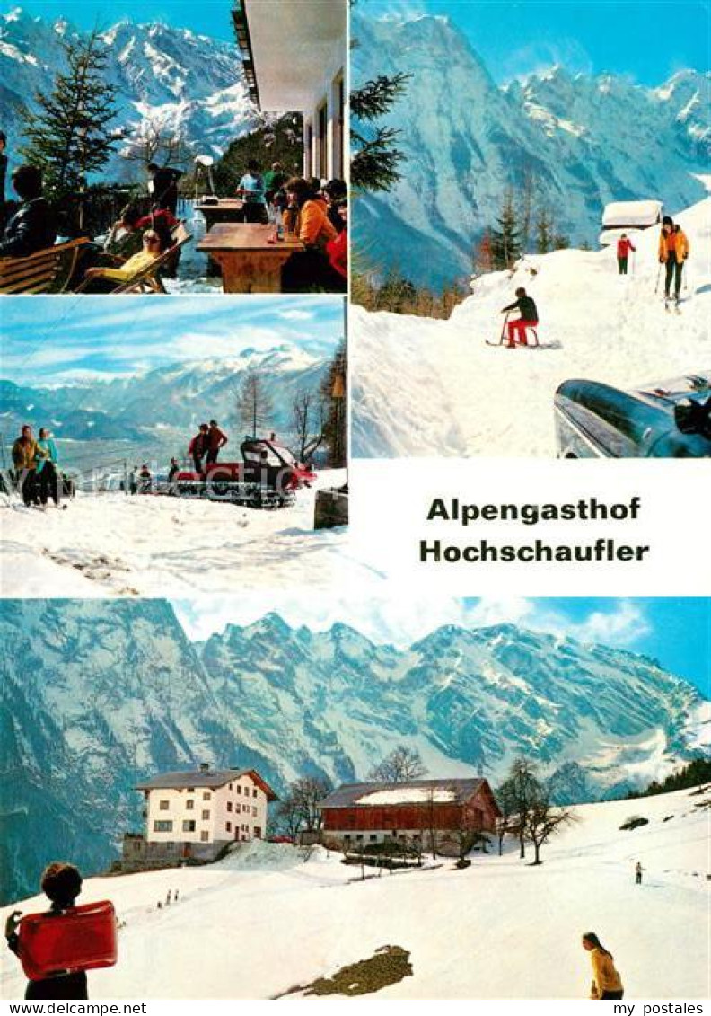 Kuchl Alpengasthof Hochschaufler Terrasse Pistenraupe