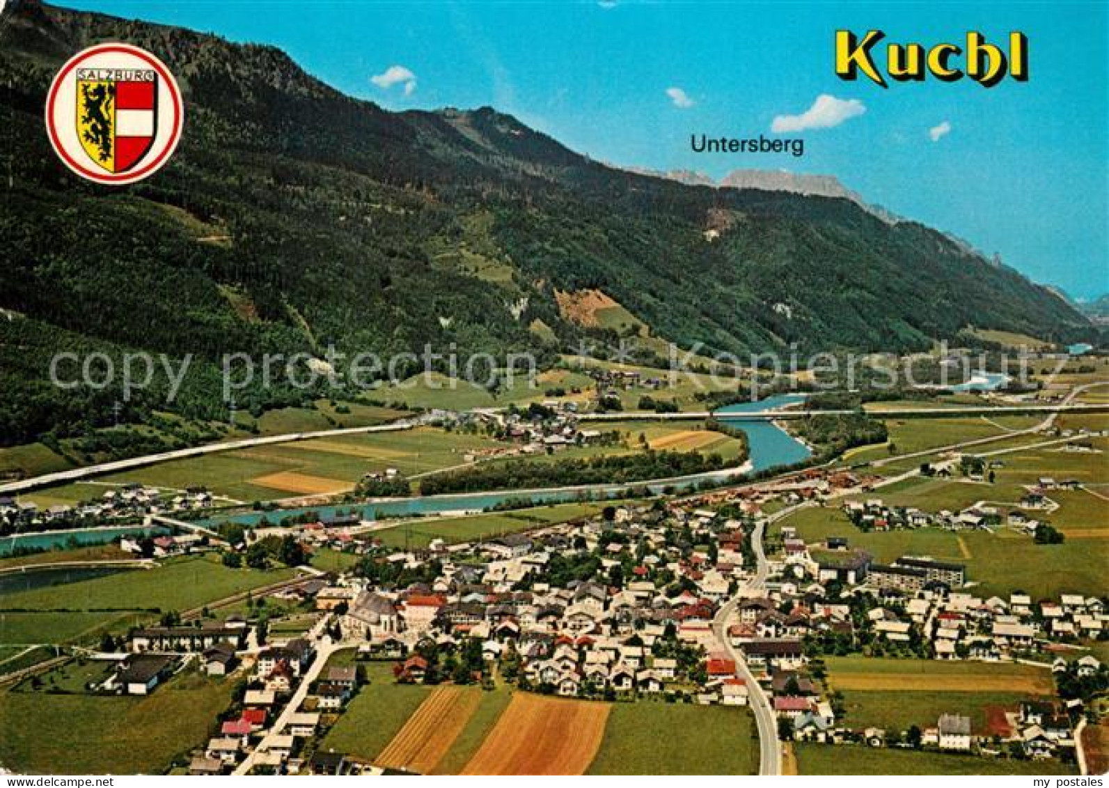 Kuchl Fliegeraufnahme mit Untersberg