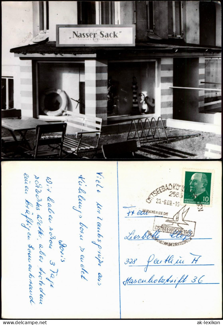 Kühlungsborn Geschäft "Nasser Sack"   1969   gelaufen mit Stempel Kühlungsborn