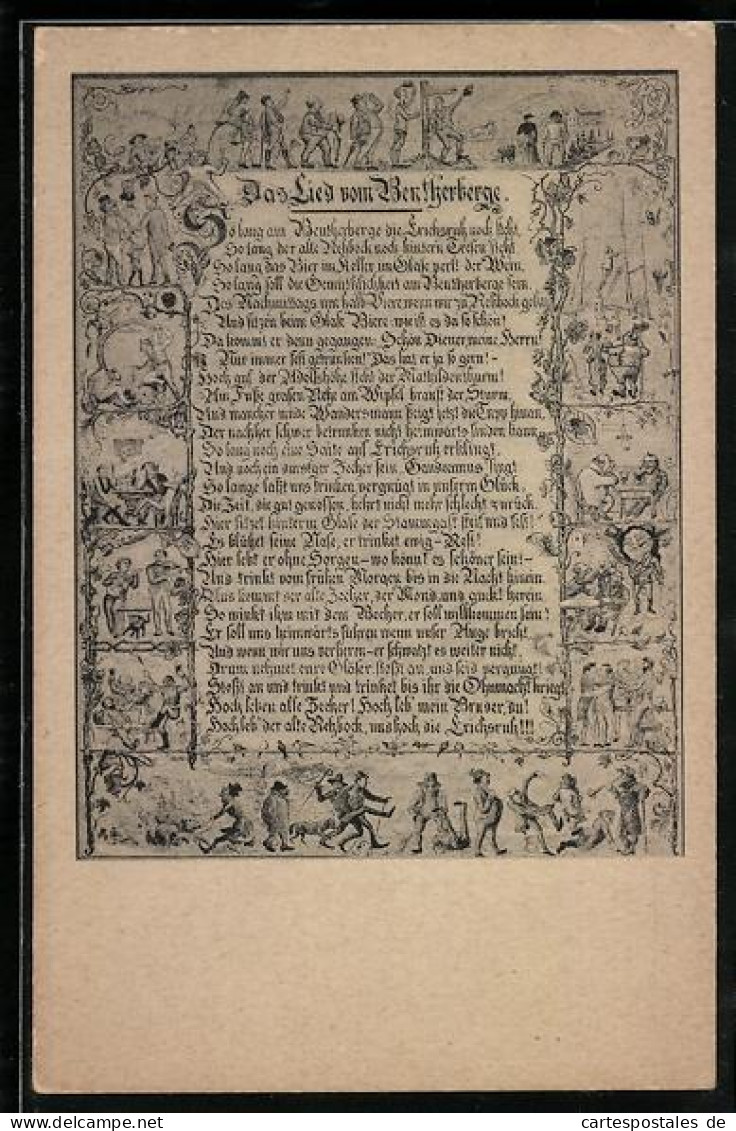 Künstler-AK Bentherberg, Das Lied vom Bentherberge, Text und Szenen