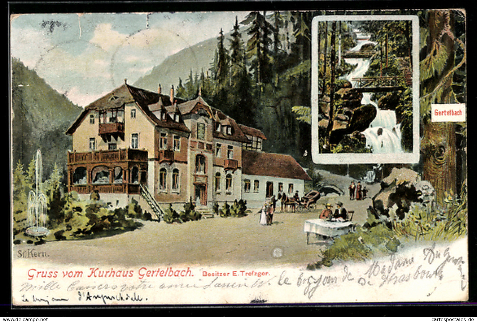 Künstler-AK Bühlertal, Kurhaus Gertelbach, Gertelbach