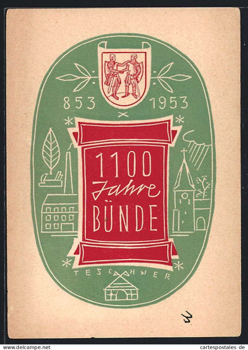 Künstler-AK Bünde, 1100 Jahre Bünde 1953