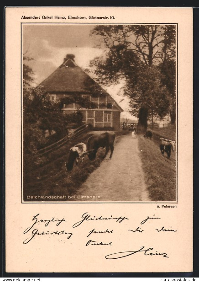 Künstler-AK Elmshorn, Deichlandschaft bei Elmshorn