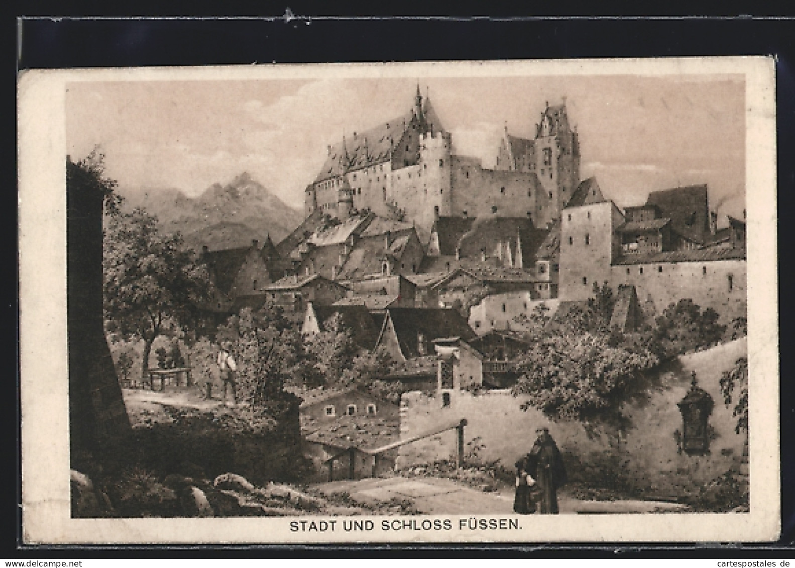 Künstler-AK Füssen, Stadt und Schloss Füssen