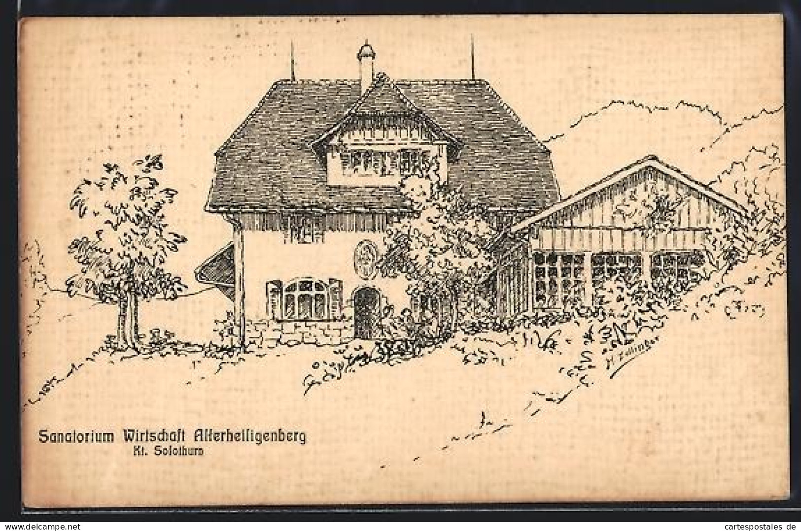 Künstler-AK Hägendorf, Am Sanatorium-Wirtschaft Allerheiligenberg