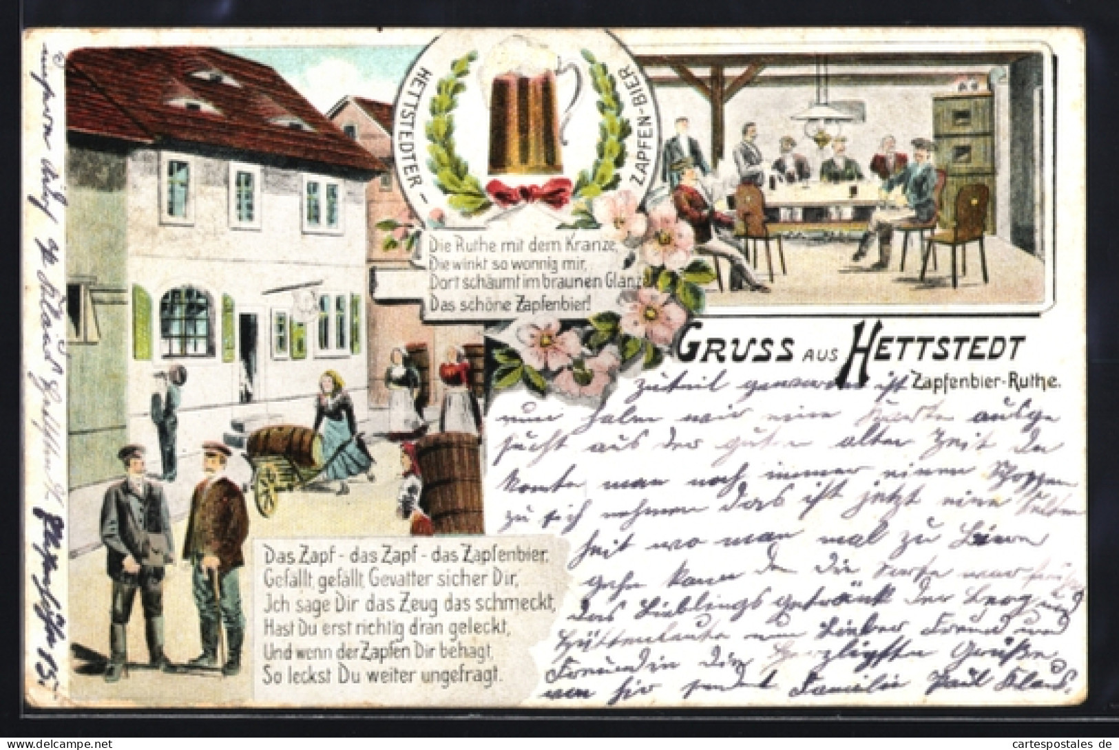 Künstler-AK Hettstedt, Gasthof, Innenansicht