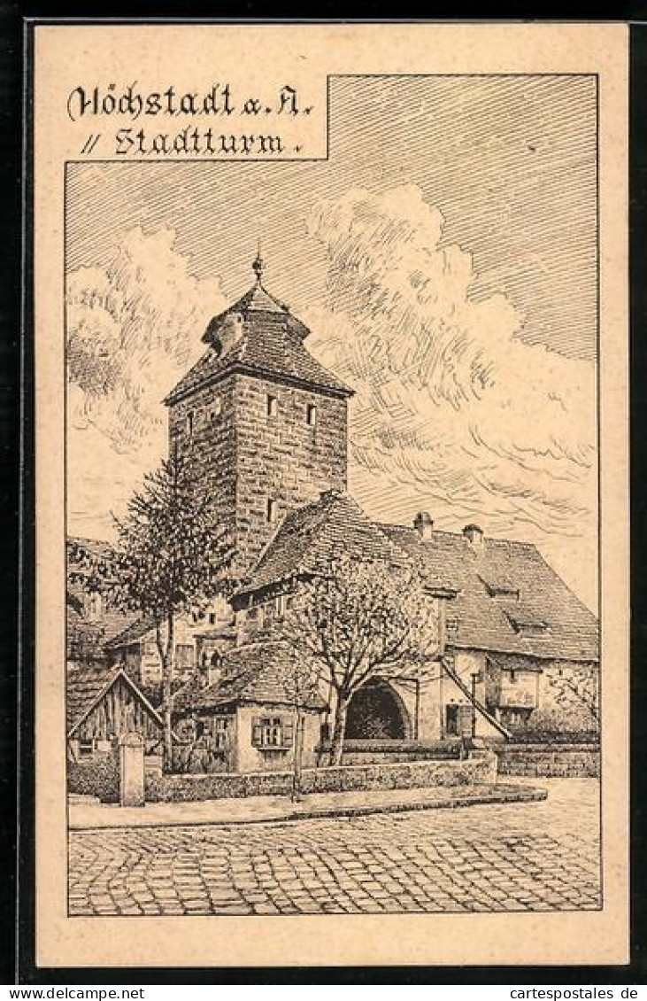 Künstler-AK Höchstadt a. A., Der Stadtturm
