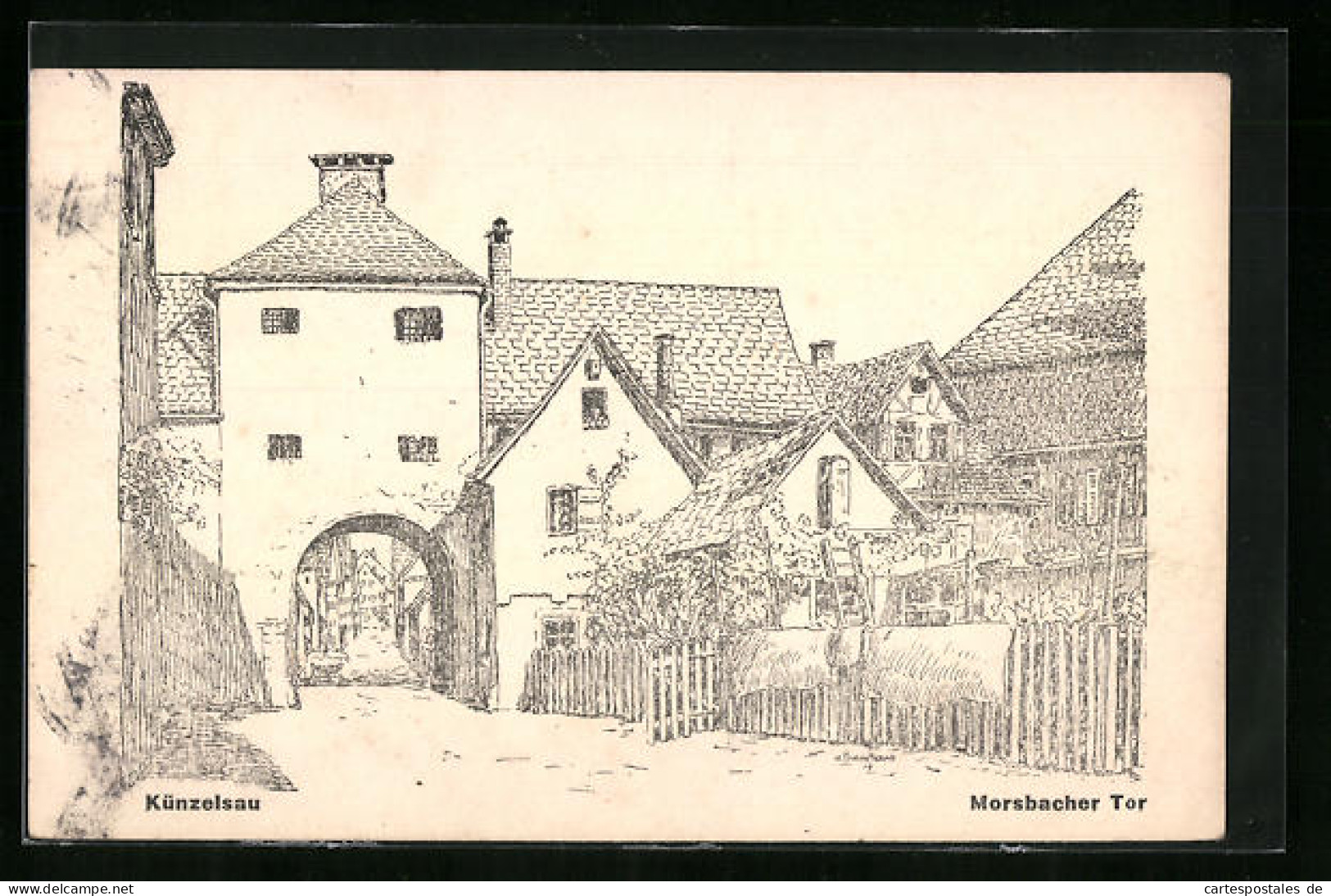 Künstler-AK Künzelsau, Morsbacher Tor