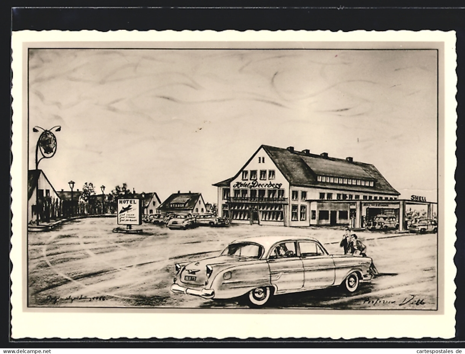 Künstler-AK Lübbecke /Westf., Das Hotel Deerberg