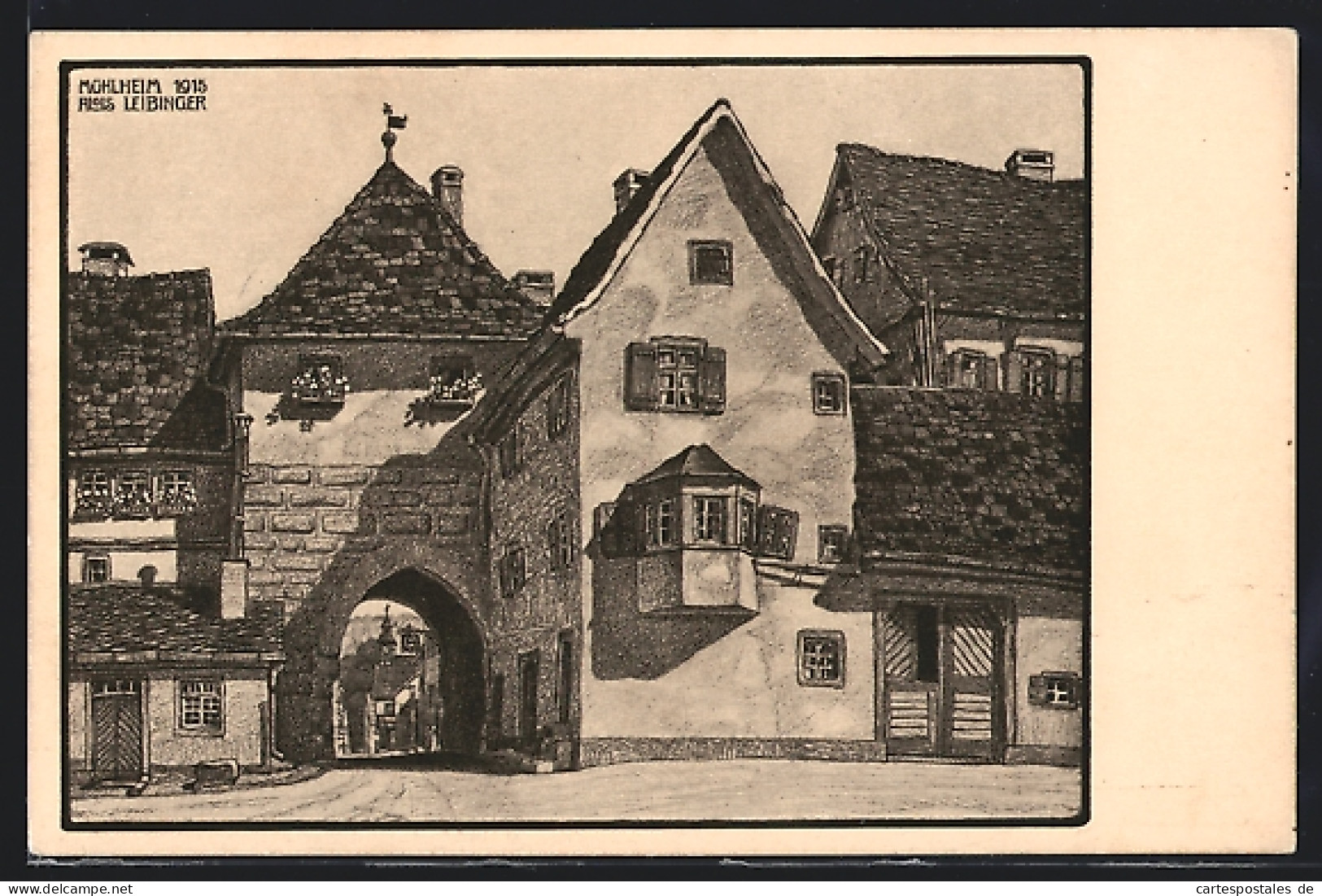 Künstler-AK Mühlheim a. Donau /Württ., Ortspartie