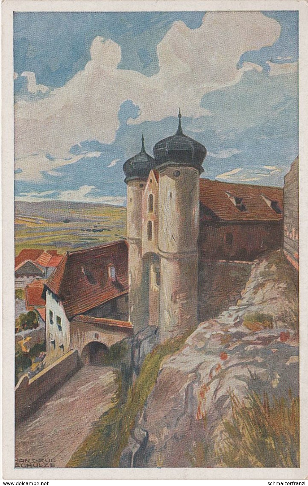 Künstlerkarte AK Parsberg Schloß Burg a Neumarkt Lupburg Seubersdorf Hohenfels Oberpfalz Schulze Deutsche Burgen Nr. 6