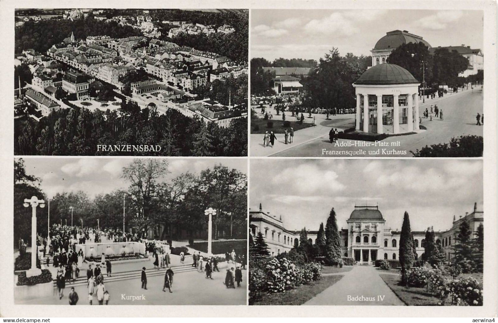 Kurhaus und Badehaus IV in Franzensbad Böhmen Postkarte AK 1941