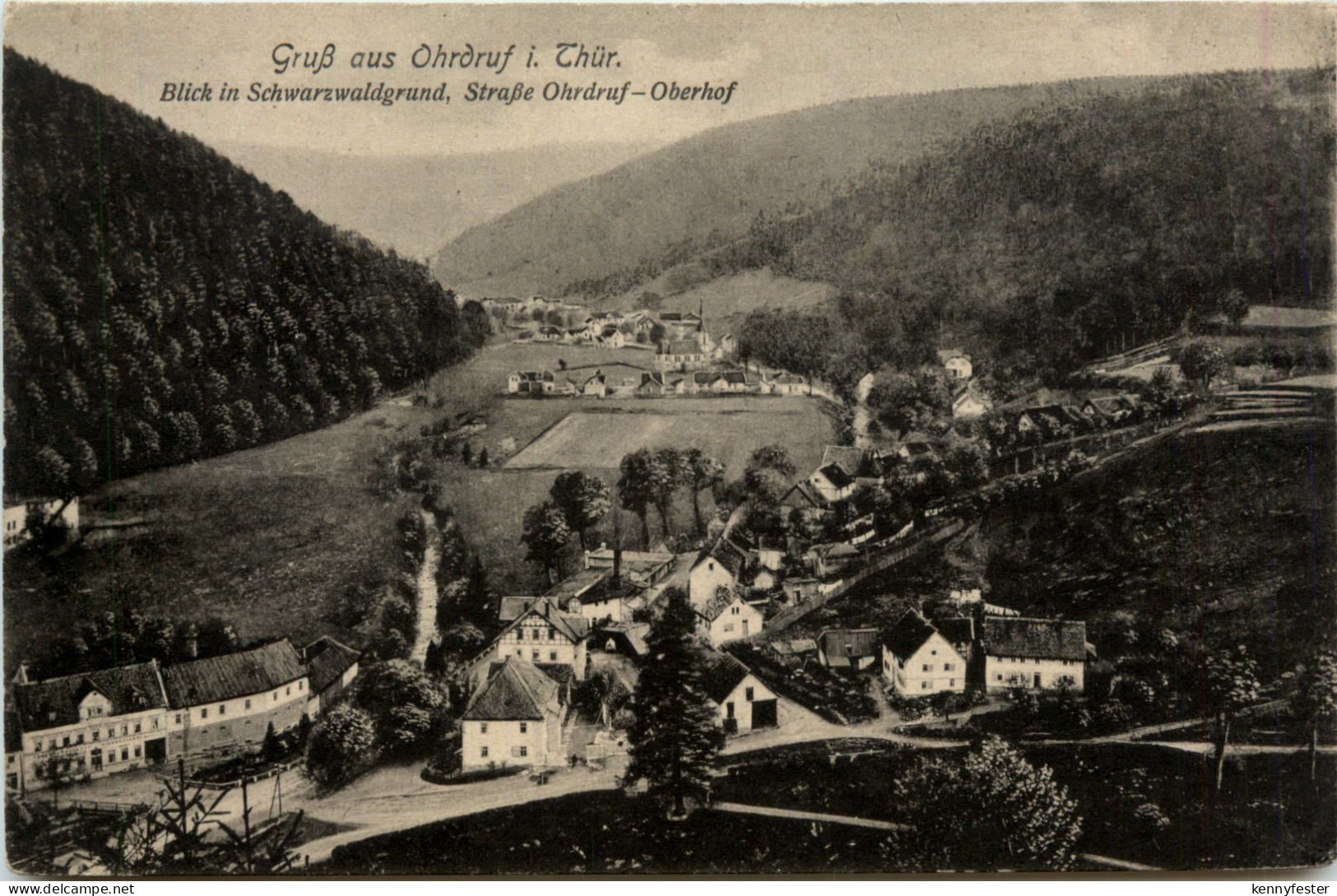 Kurort Oberhof, Blick in Schwarzwaldgrund, Strasse ohrdruf-oberhof