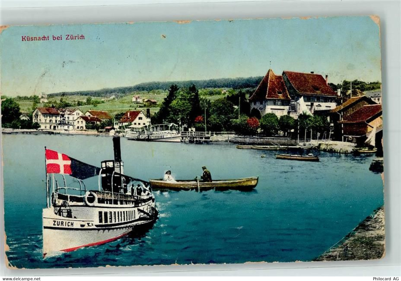 Küsnacht ZH bei Zürich Personendampfschiff Ruderboot Binnenschiff 1912 G... - 10217942