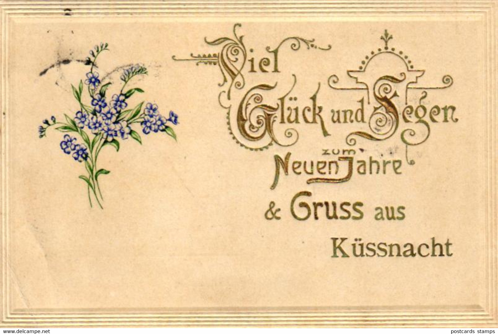 Küssnacht, Glückwunsch AK mit "Küssnacht" Eindruck, 1912