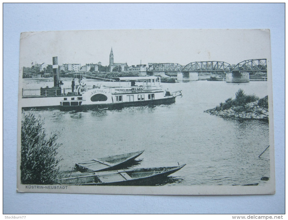 Küstrin ,  Cüstrin  , Schöne Karte 1931, Schiff  VICTORIA   mit Marke + Stempel