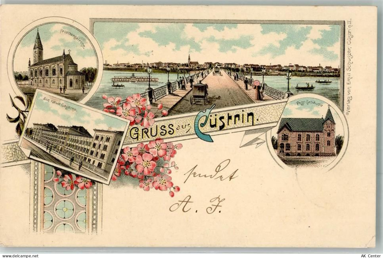 Küstrin Kostrzyn nad Odra 1898 Lithographie Friedenskirche Neue Kaserne ... - 13651246