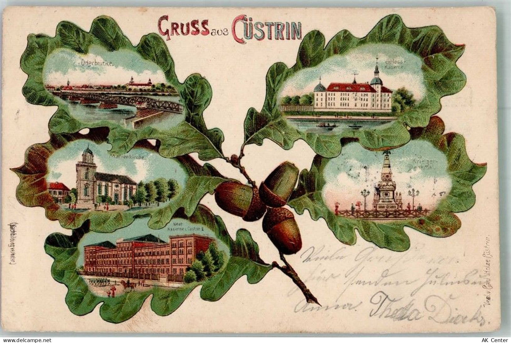 Küstrin Kostrzyn nad Odra 1901 Gebrauchsspuren Schloss Kaserne Kriegerde... - 13673876