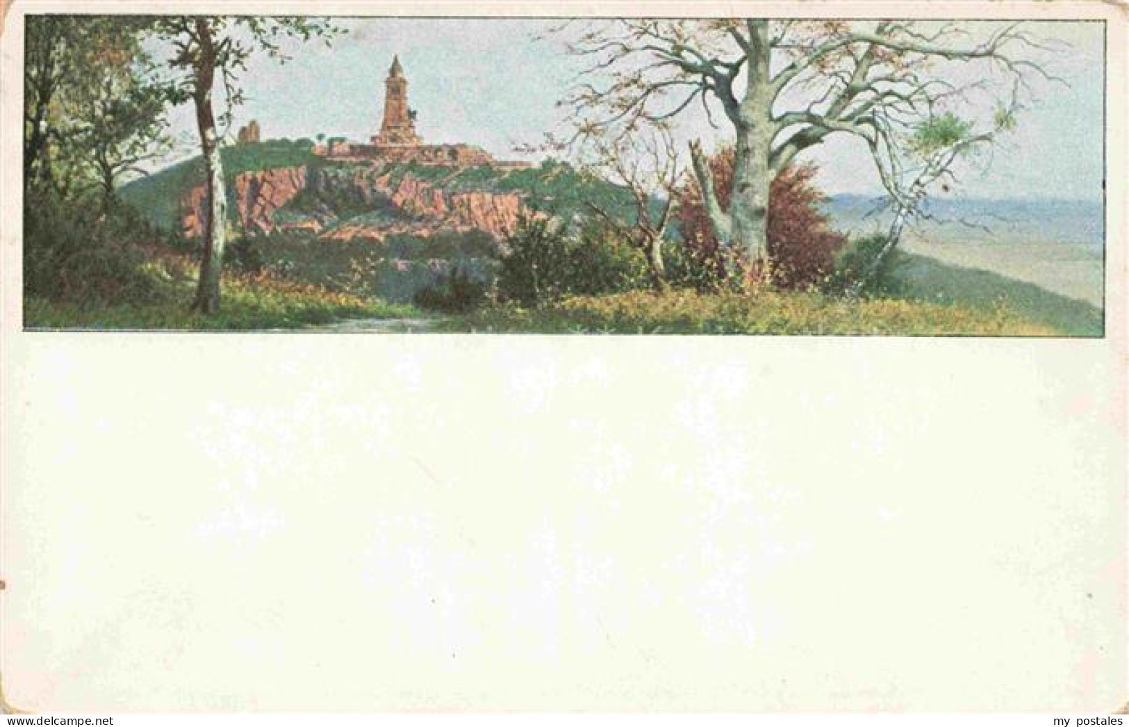 Kyffhaeuser Panorama Blick zum Kyffhaeuser Denkmal Wandgemaelde in Offiziersmess