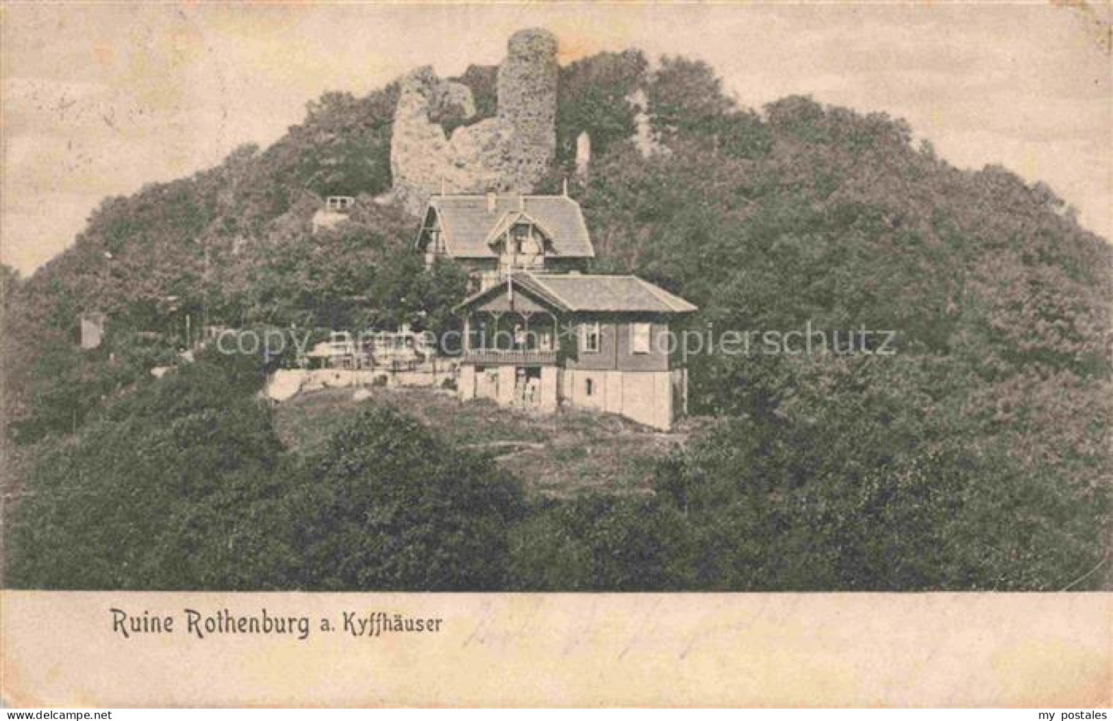 Kyffhaeuser Ruine-Rothenburg Kyffhaeuser Burgruine Turm Wald Gasthaus Huegel