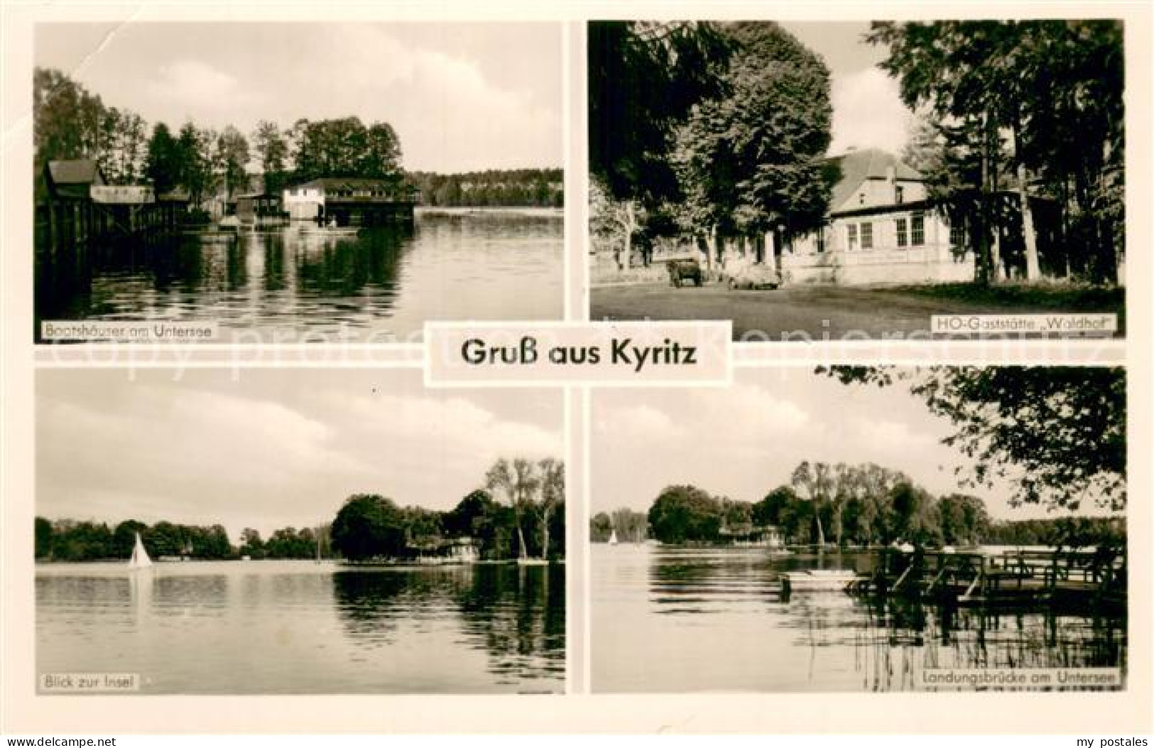 Kyritz Brandenburg Bootshaeuser am Untersee HOG Waldhof Blick zur Insel Landungs