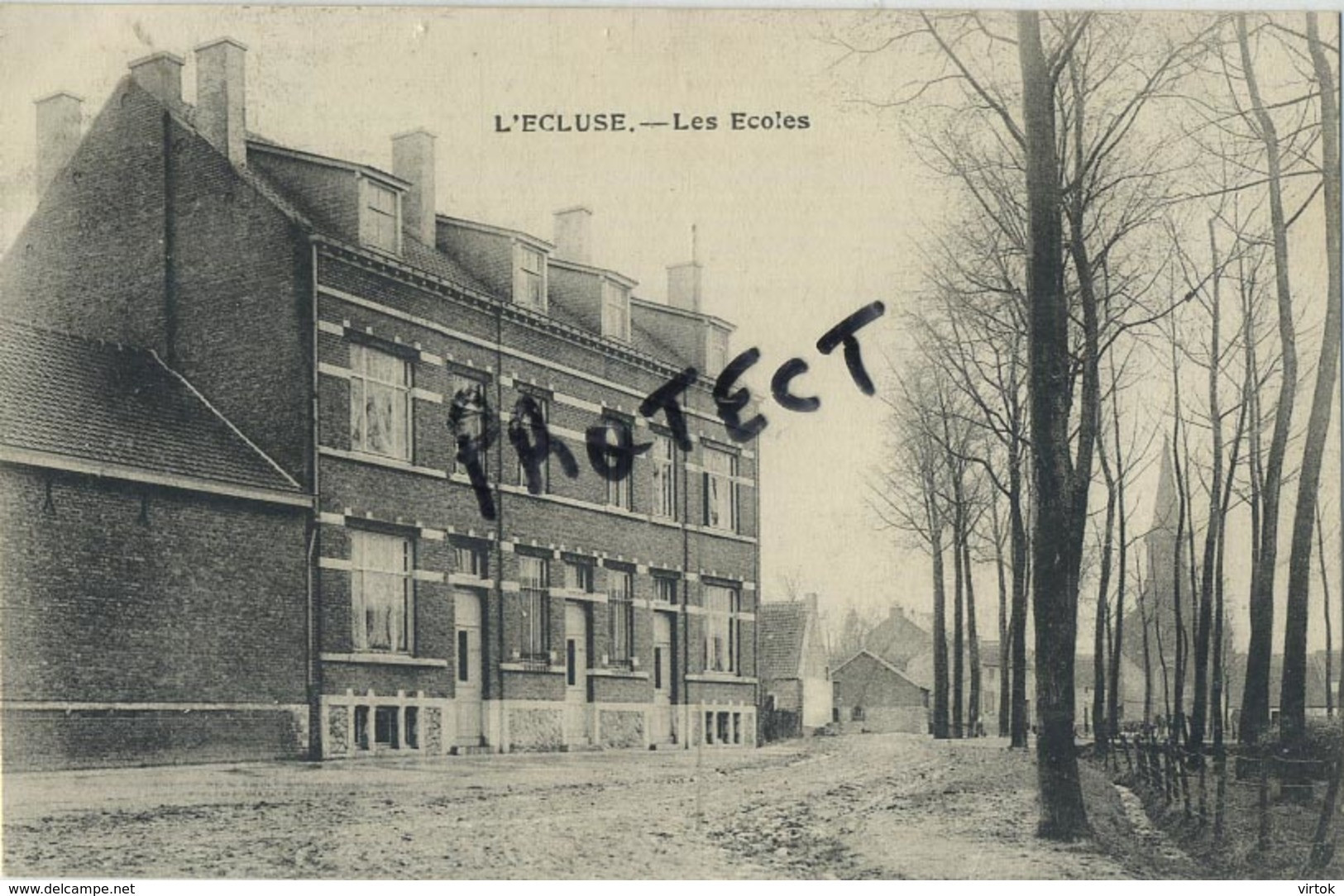 L'ecluse - Sluizen :  Les ecoles  1923  ( see scans MARCOPHILIE -- timbre  --  cachet Meldert )