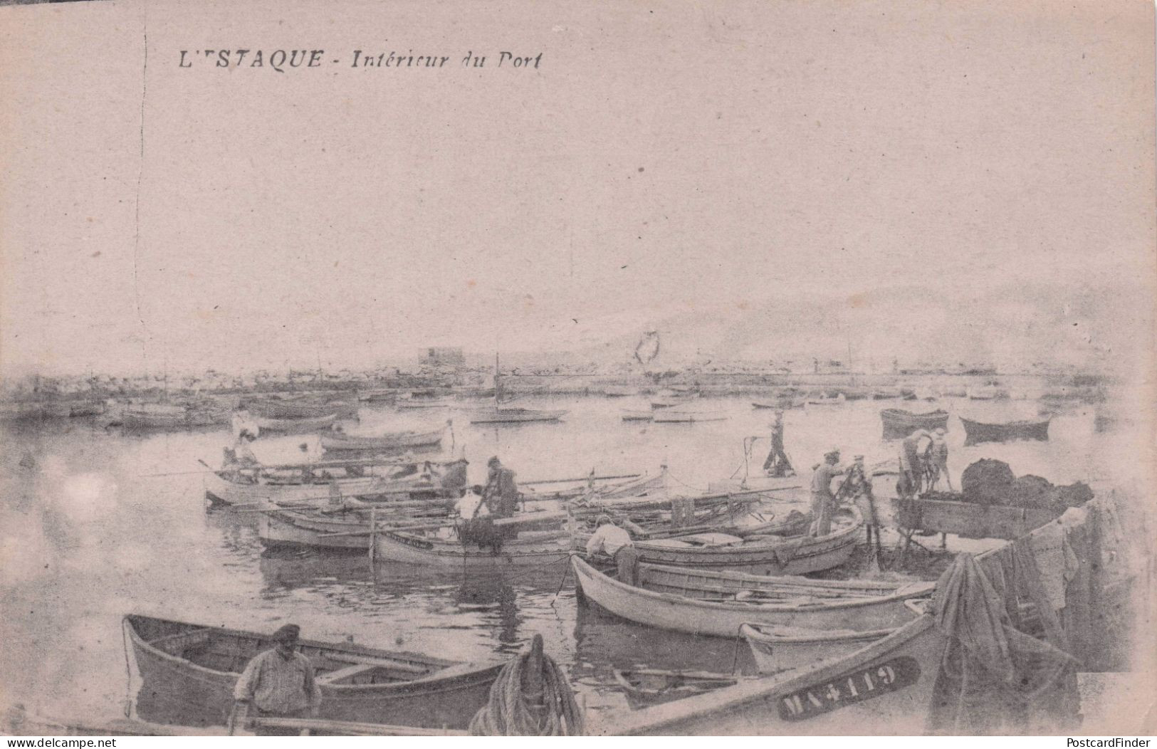 L'Estaque Port Interior Boats Ship French Old Postcard