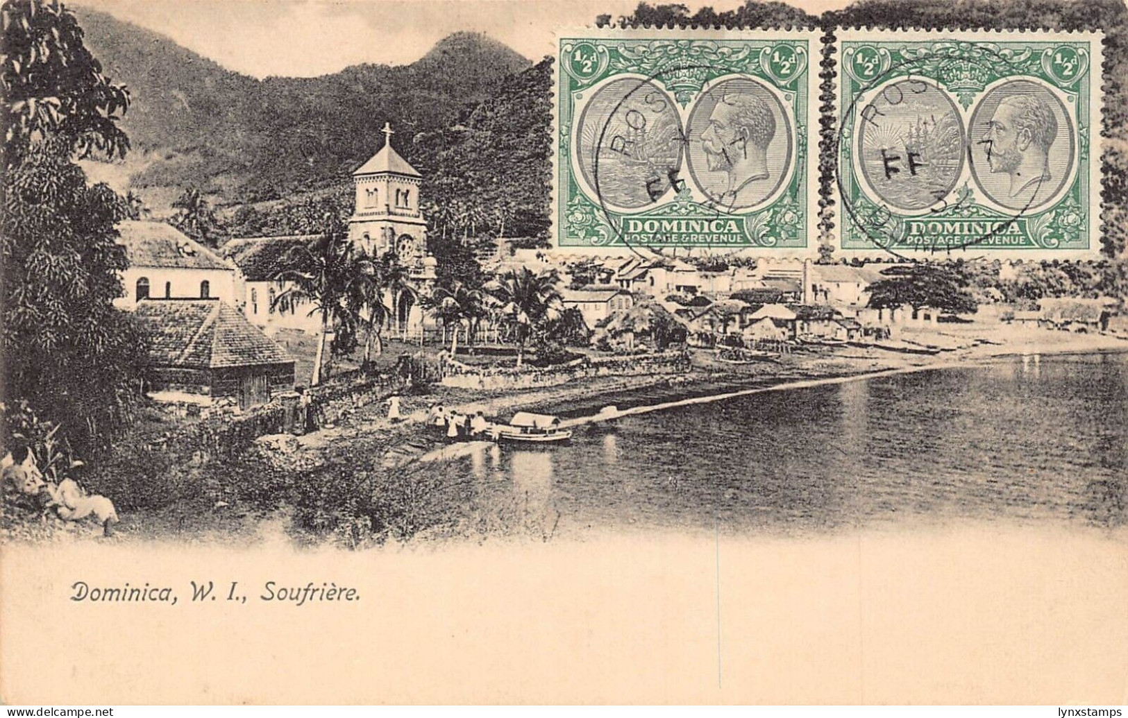 L041 Dominica WI Soufriere 1932 vintage postcard