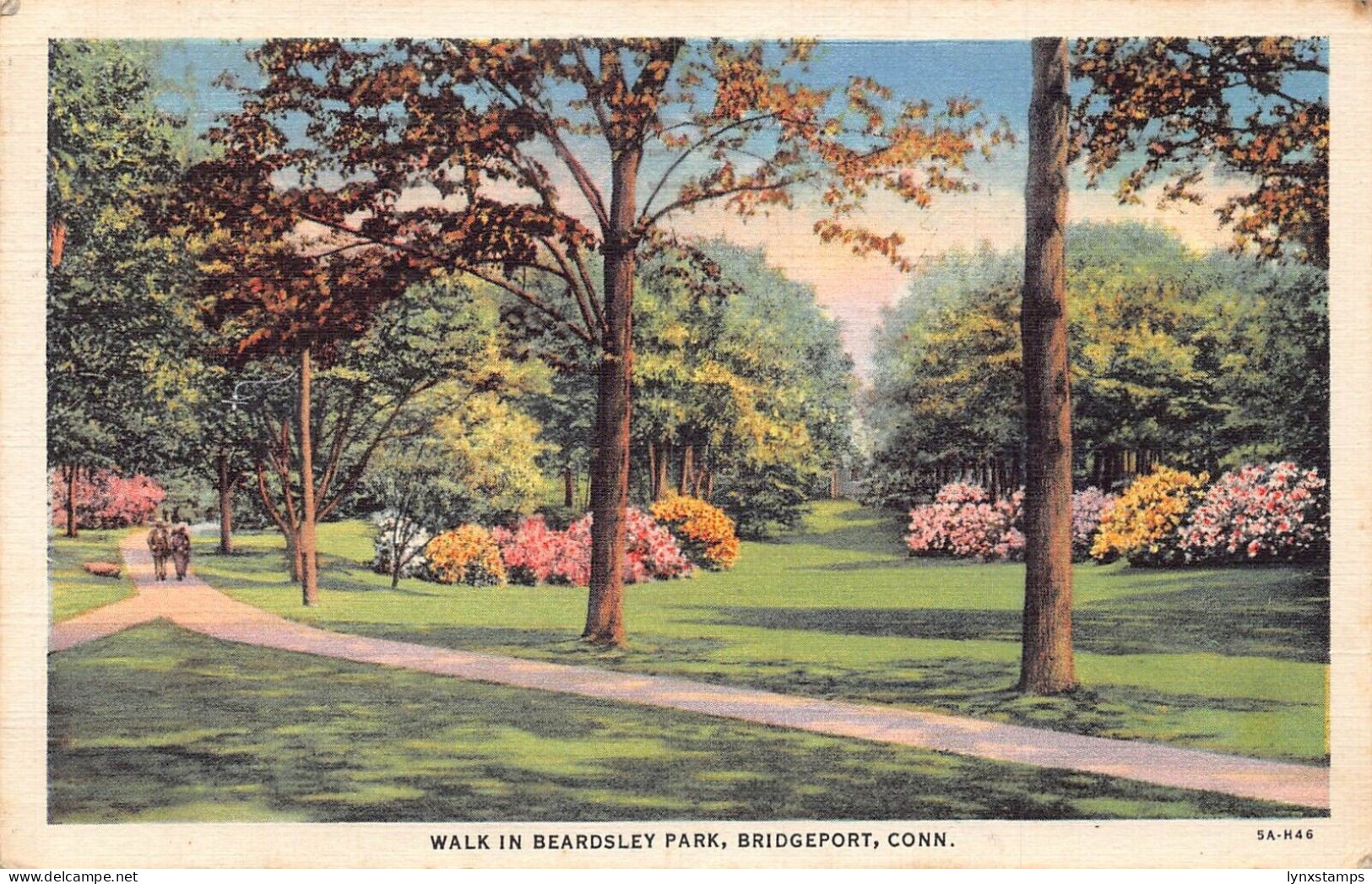 L068 US Walk in Beardsley Park Bridgeport Conn. 1938 postcard