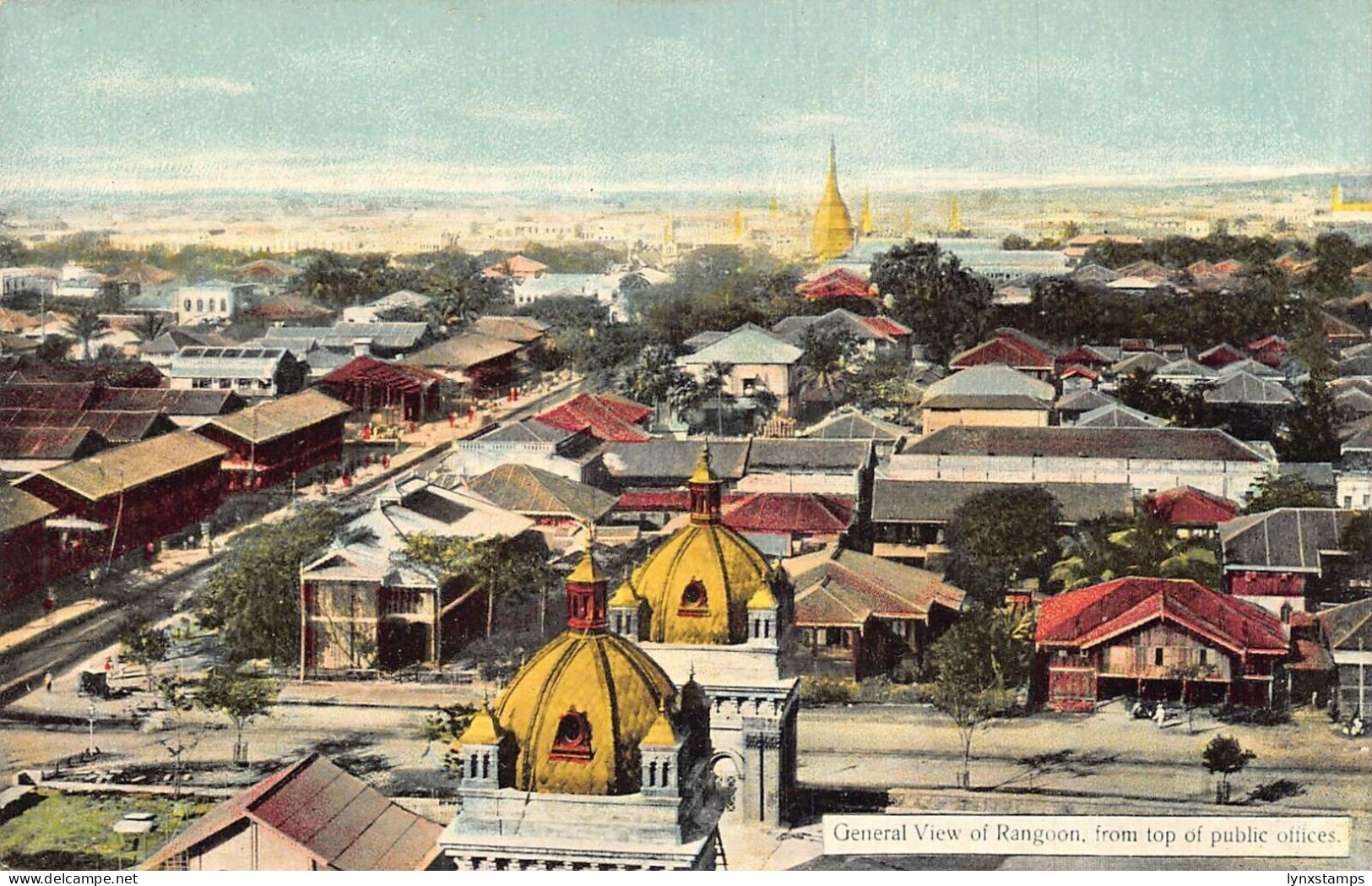 L227 Burma Myanmar Rangoon general view vintage postcard