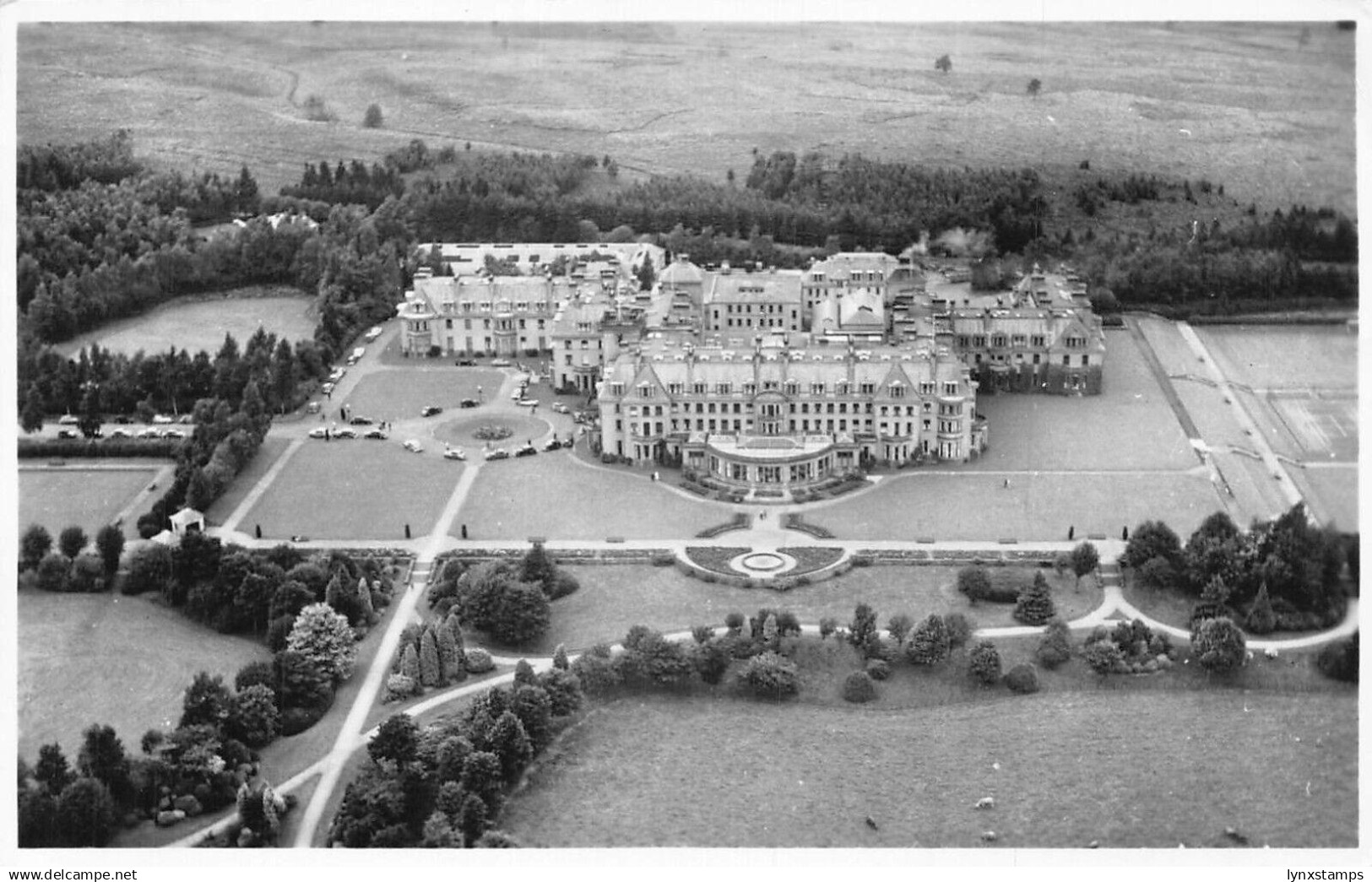 L233 Scotland 1955 Aerial view of Gleneagles Hotel Perthshire postcard