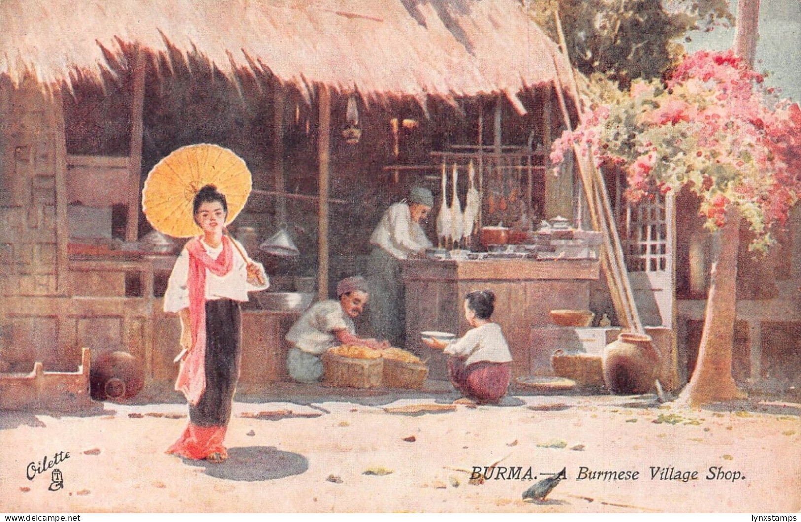L255 Burma Myanmar A burmese village shop postcard