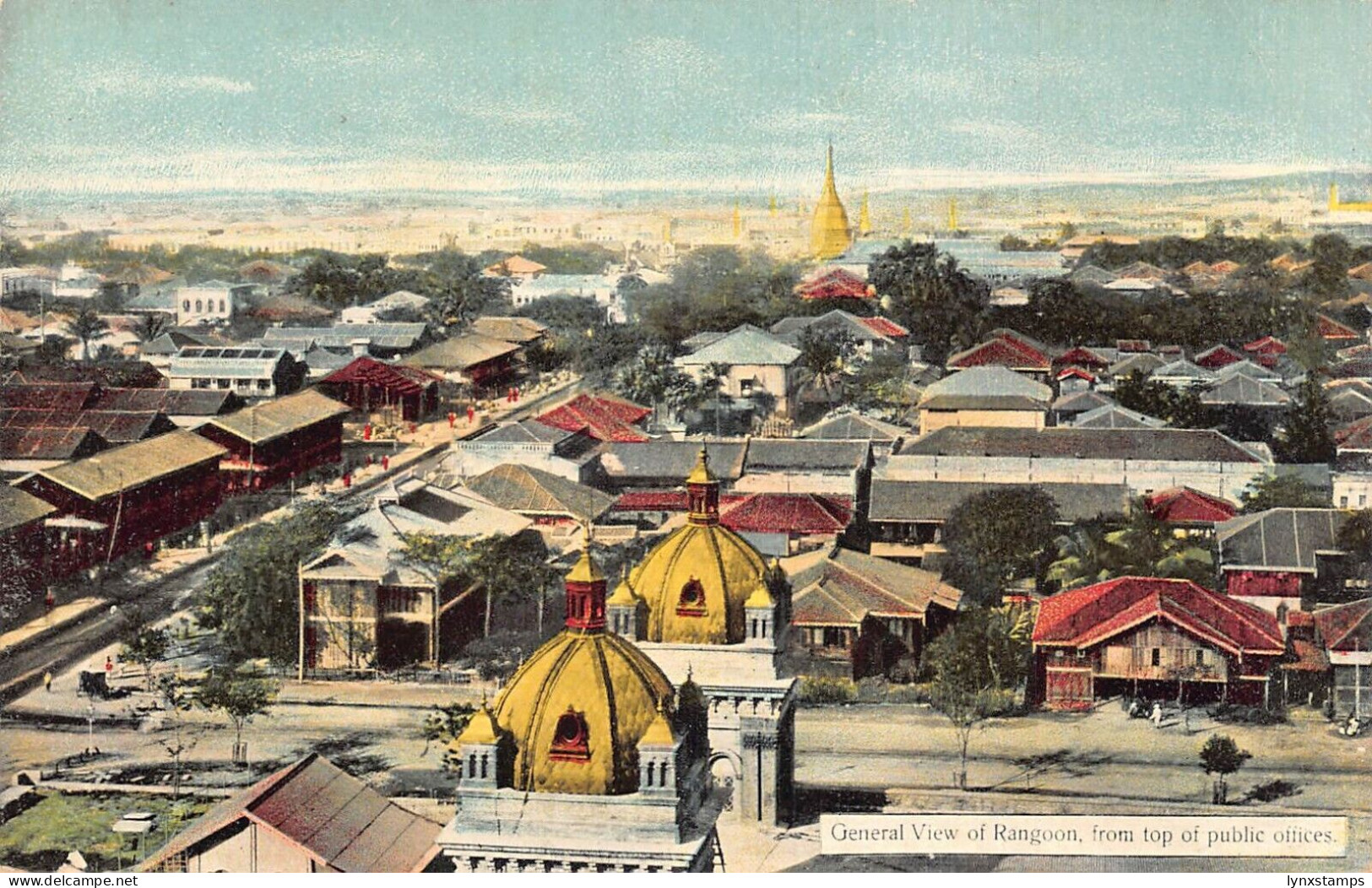 L255 Burma Myanmar Rangoon general view postcard