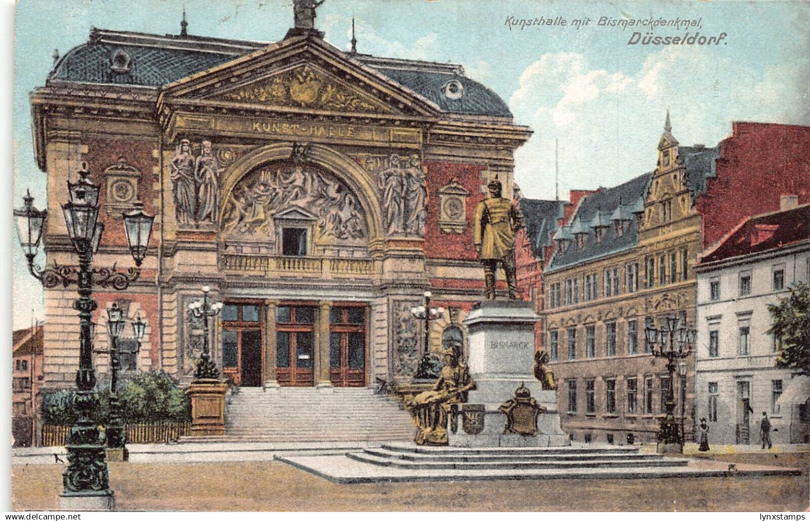 L305 Germany 1909 Kunsthalle mit Bismark monument Duesseldorf postcard