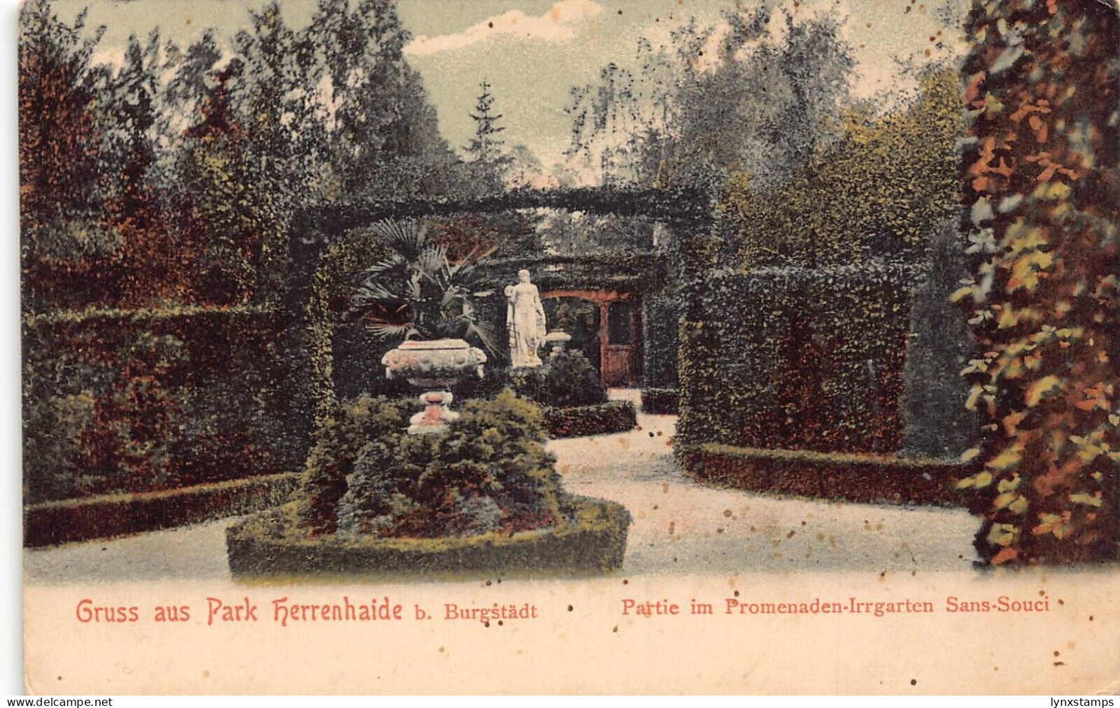 L306 Germany 1904 Gruss aus Park Herrenhaide b Burgstaedt Promenaden postcard