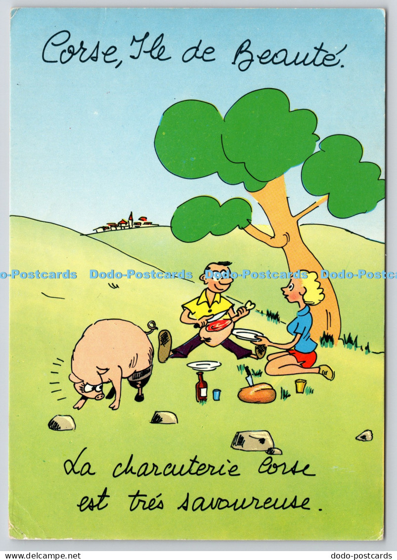 L370139 Corse Ile de Beaute Man and Woman Pig Corscian Sausages are Excellent U