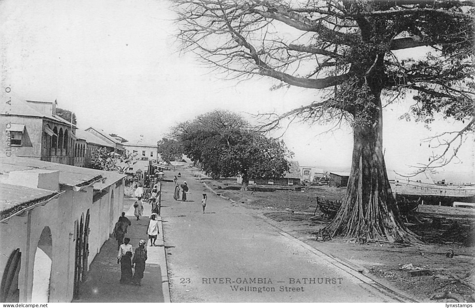 L549 Gambia Bathurst Wellington Street vintage postcard