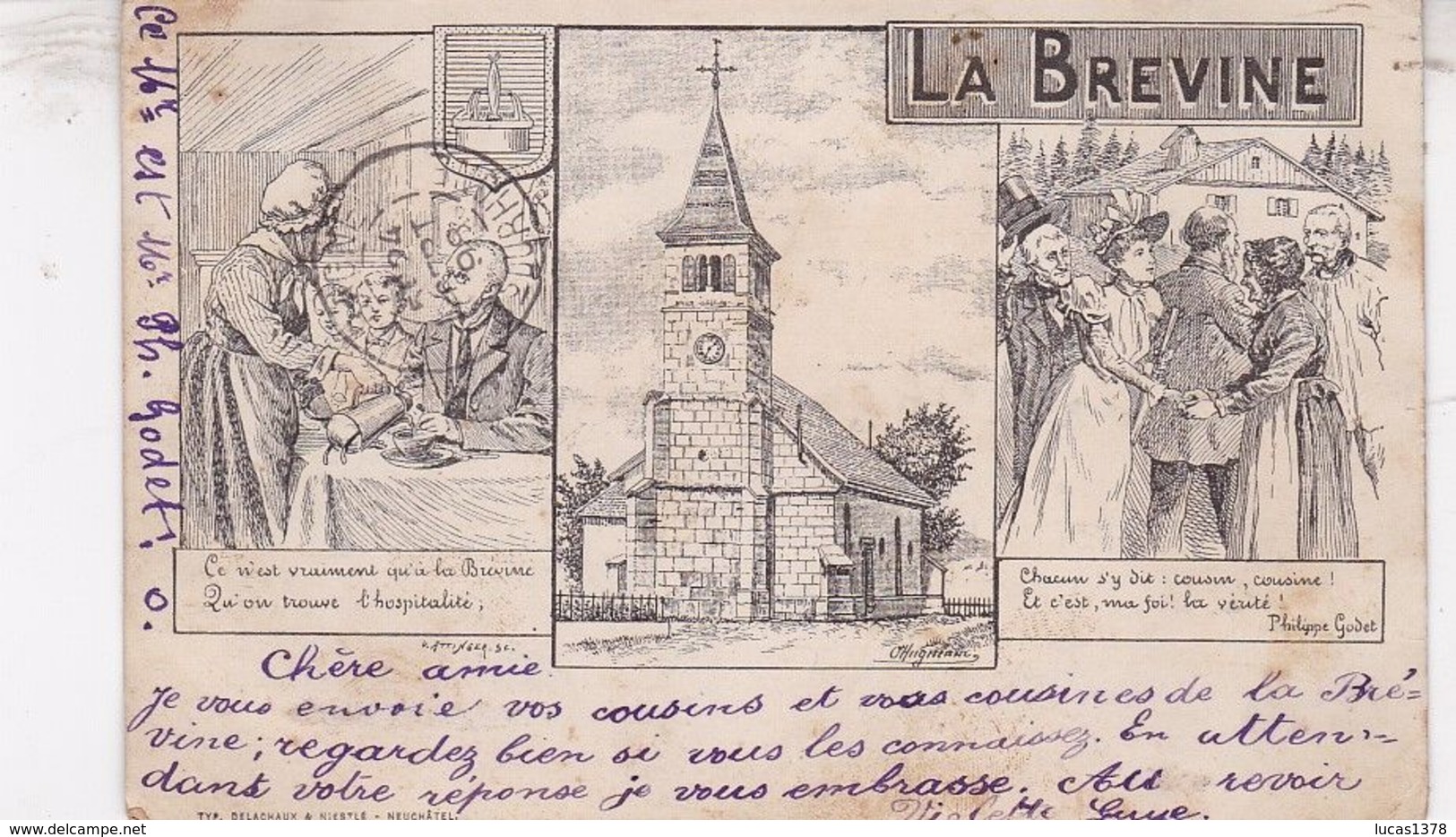 LA BREVINE  / LITHO / HUGUENIN / / CIRC 1898 !
