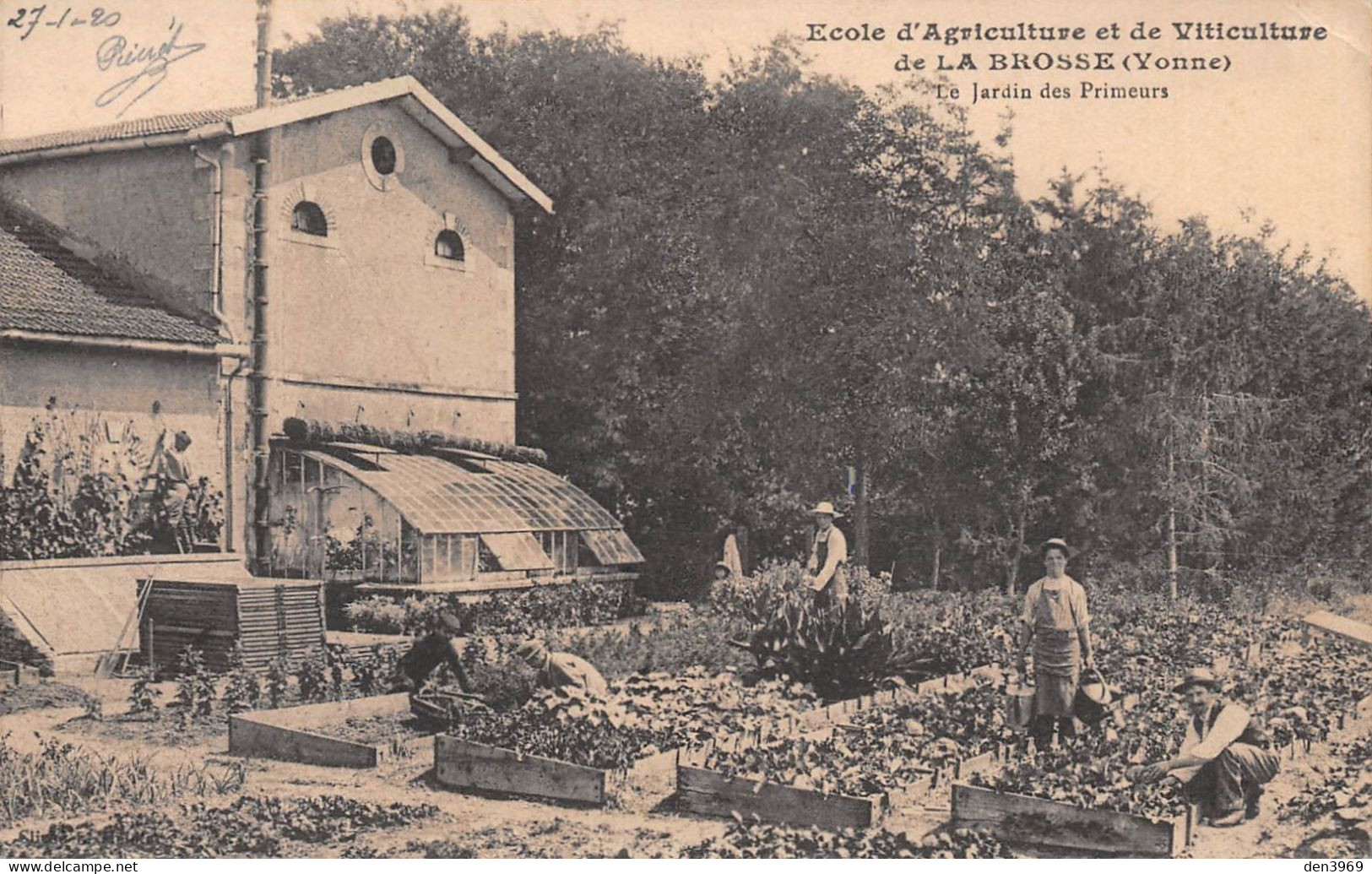 La BROSSE (Yonne) par Venoy près Auxerre - Ecole d'Agriculture et de Viticulture - Jardin des Primeurs - Ecrit (2 scans)