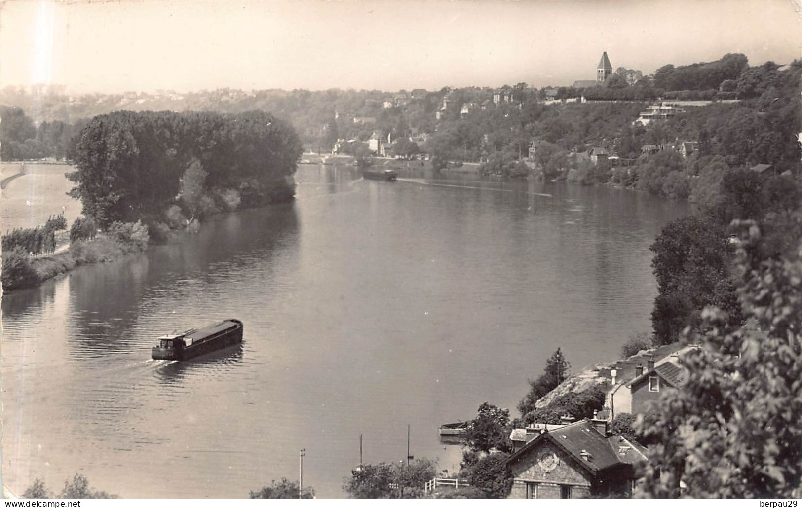 LA FRETTE SUR SEINE - Vue sur la Seine ( Péniche ) années 50/60