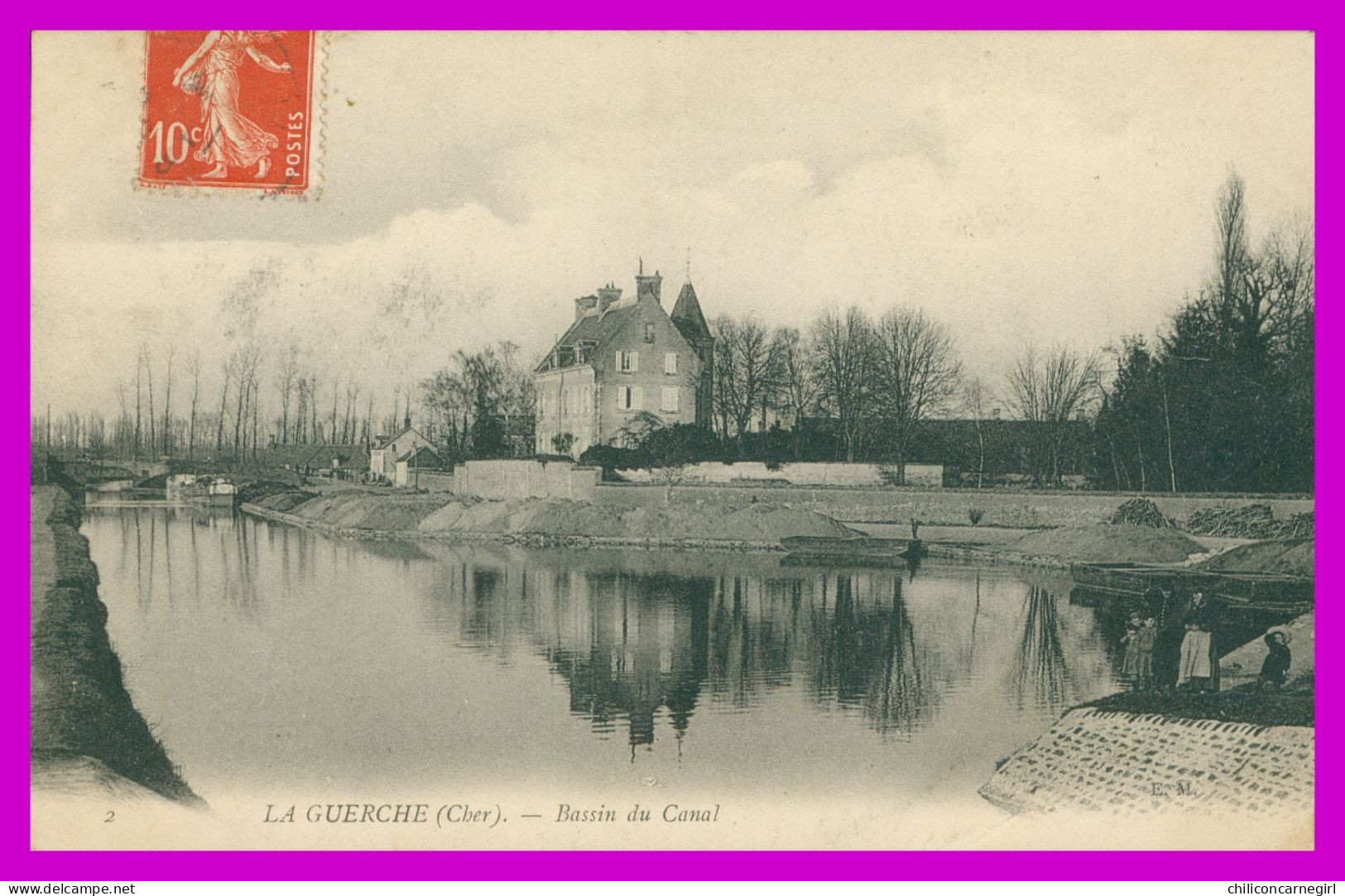 * LA GUERCHE SUR L'AUBOIS - Bassin du Canal - Animée - Edit. E.M. - 1909
