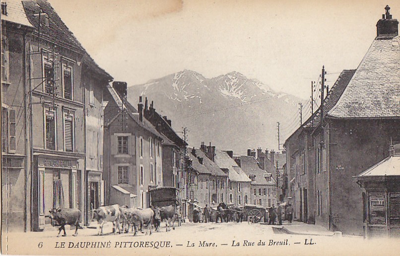 La Mure 38 - Rue du Breuil - Vaches - Cachet Bibliothèque Lycée Racine Paris au dos