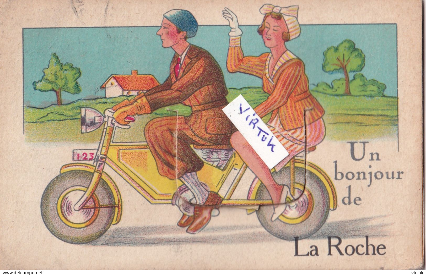 La Roche en Ardenne   (  carte a système  avec des petites vue )    moto