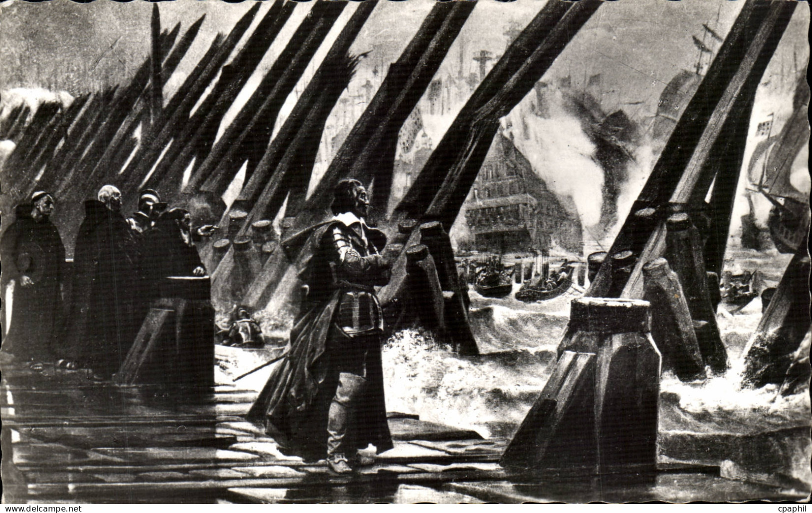 La Rochelle CPA Richelieu sur la jetee de la Rochelle (tableau)