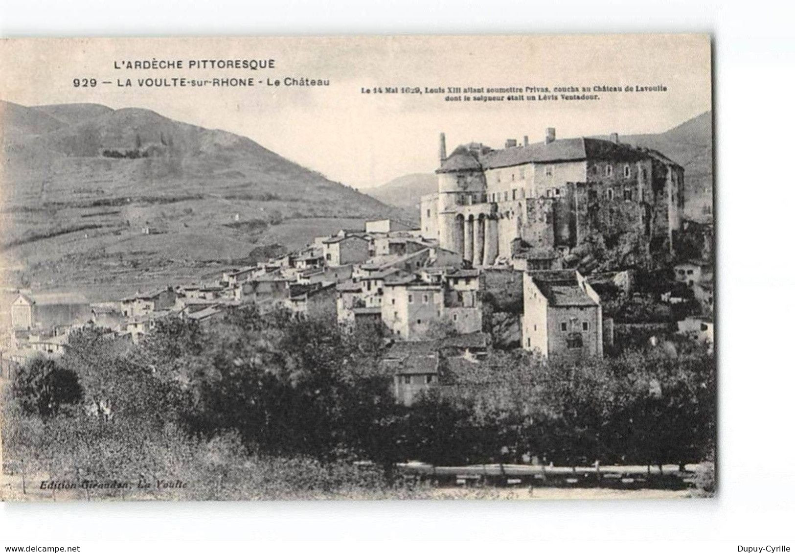 LA VOULTE SUR RHONE - Le Château - très bon état
