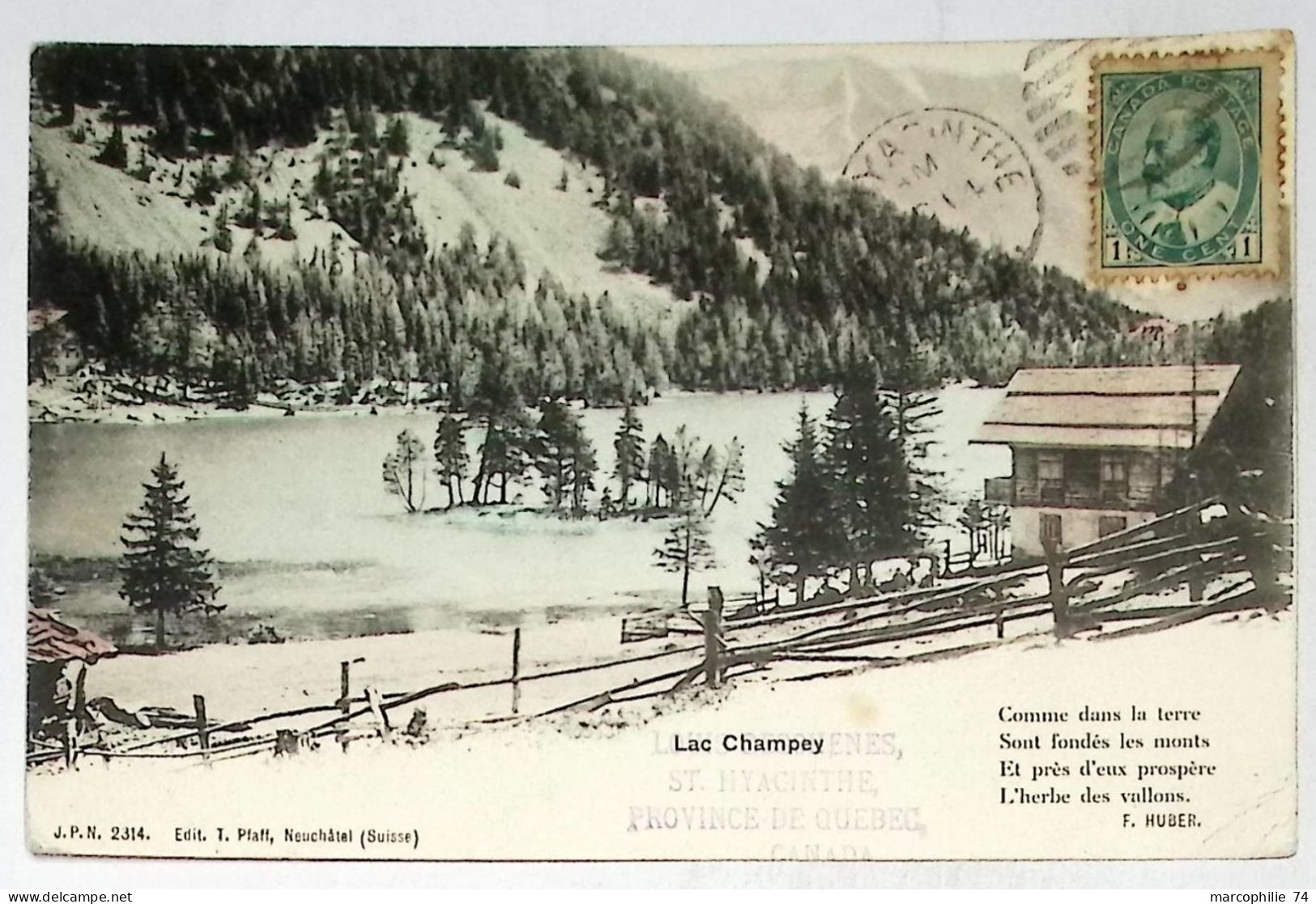 LAC CHAMPEY CARTE POSTEE AU CANADA ST HYACINTHE