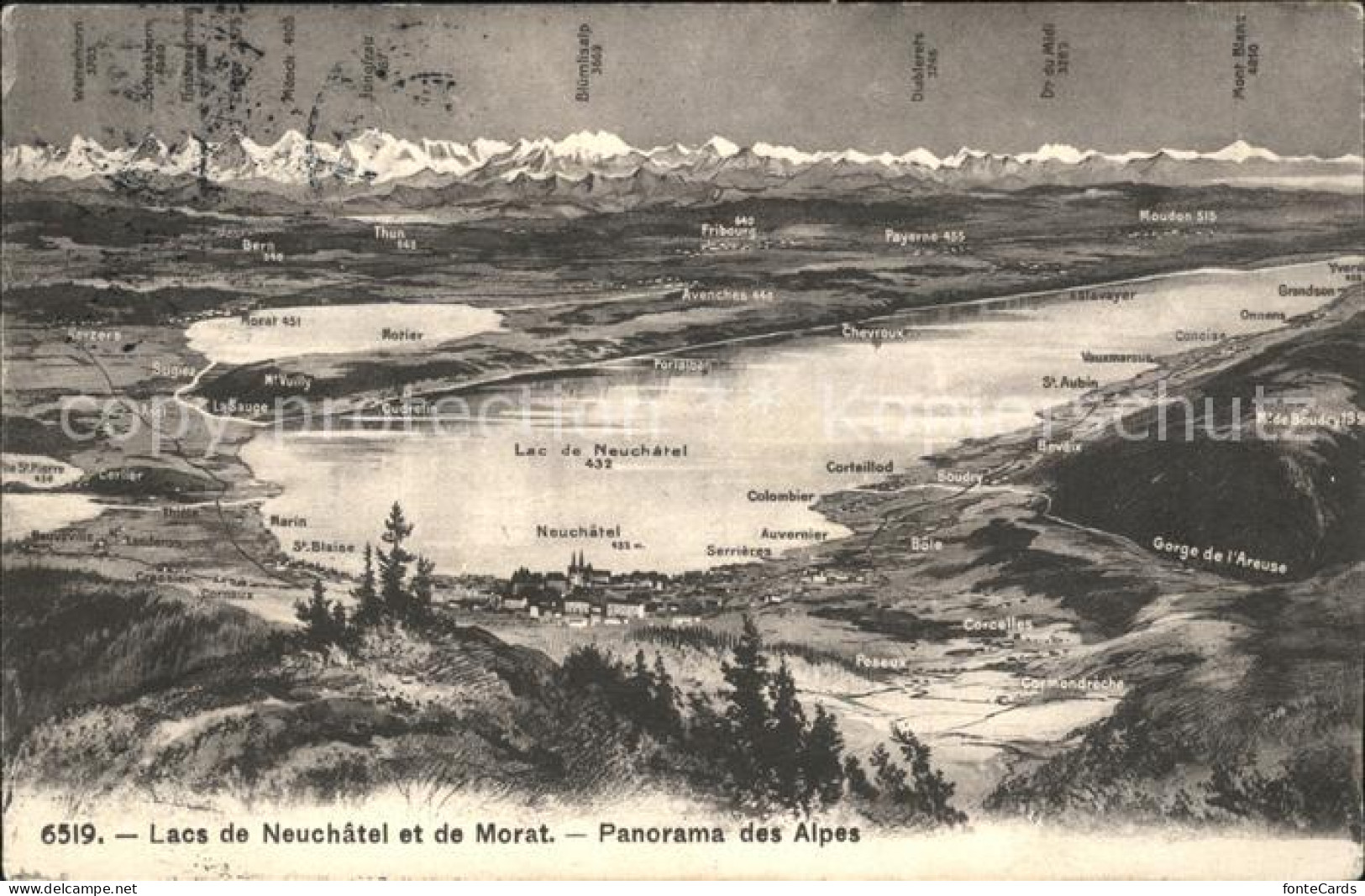 Lac de Neuchatel et Morat Fliegeraufnahme Alpen