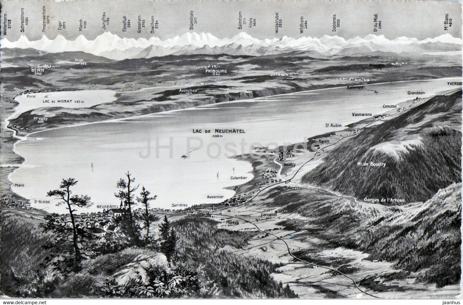 Lac de Neuchatel - Lac de Morat - 1961 - Switzerland - used