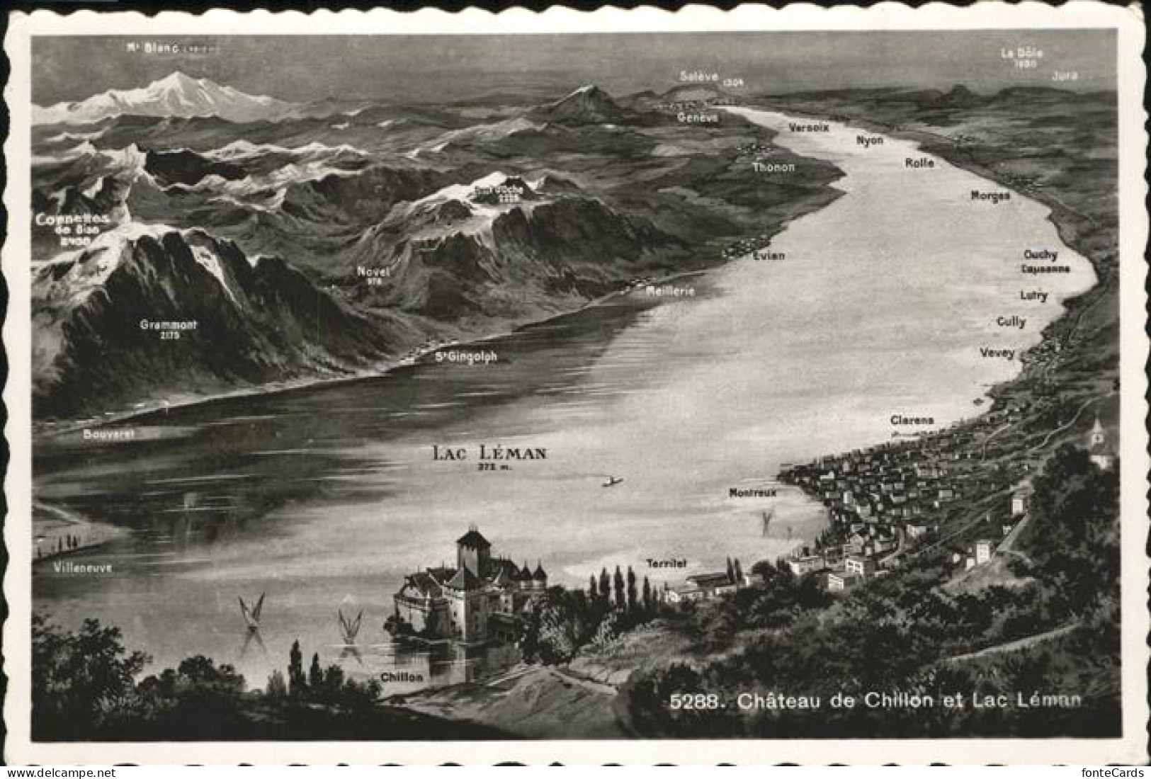 Lac Leman Genfersee Chateau de Chillon et Lac Leman Panorama